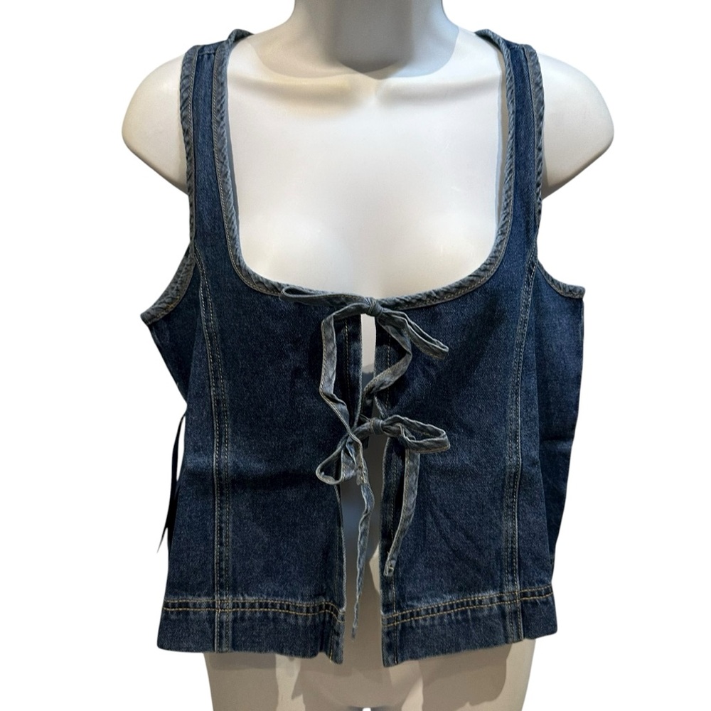 Princess Polly Stefenie Denim Tie Tank Top Mid Wash US 4 New with Tag - Picture 9 of 16